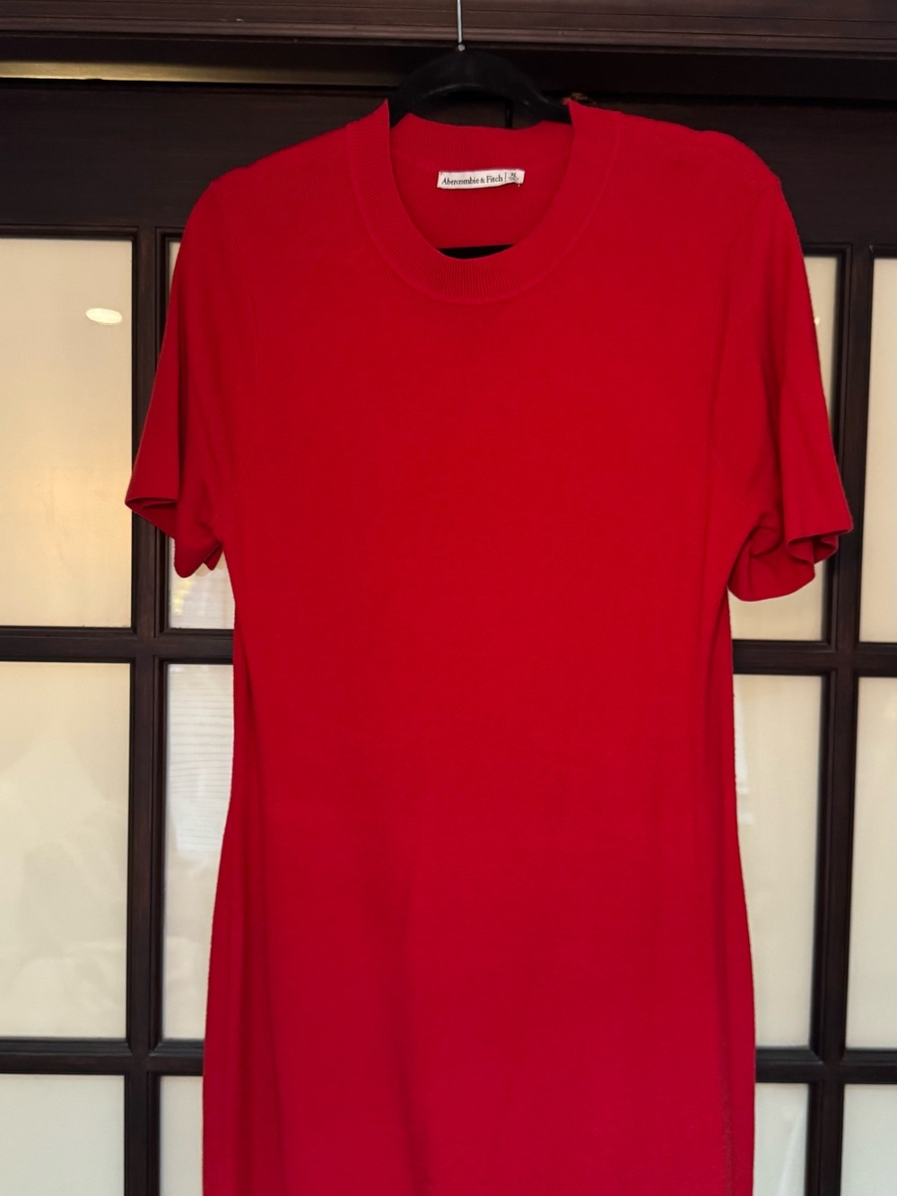 Abercrombie & Fitch Bold Red Crewneck Midi Dress